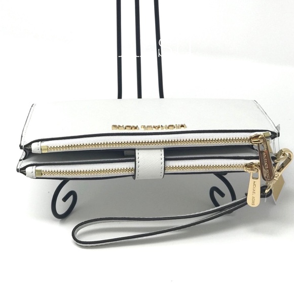 Michael Kors DoubleZip Wristlet Wallet Optic White - Picture 3 of 8